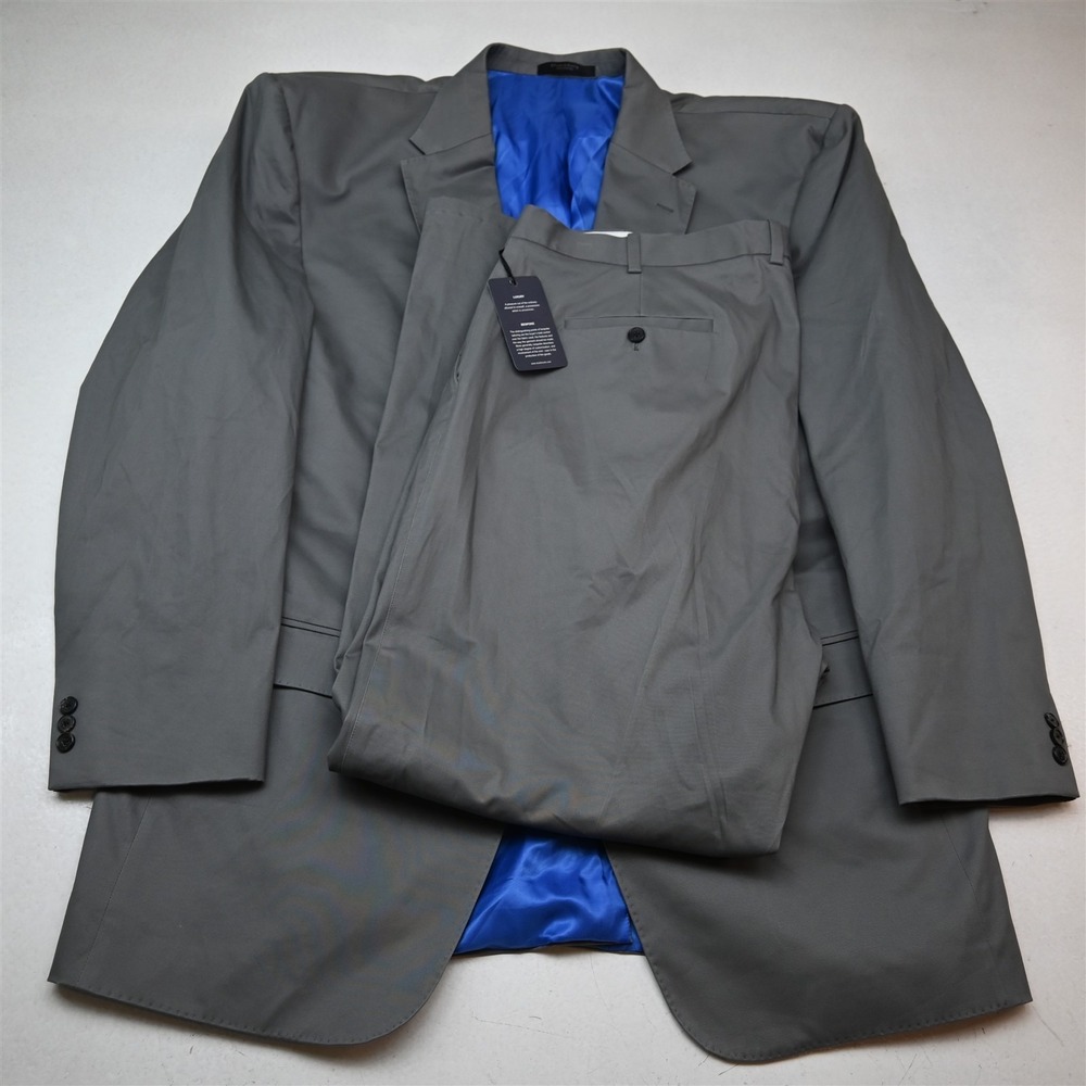 NEW Studiosuits 52L 44x32 Gray Cotton Mens Jacket Pants Suit